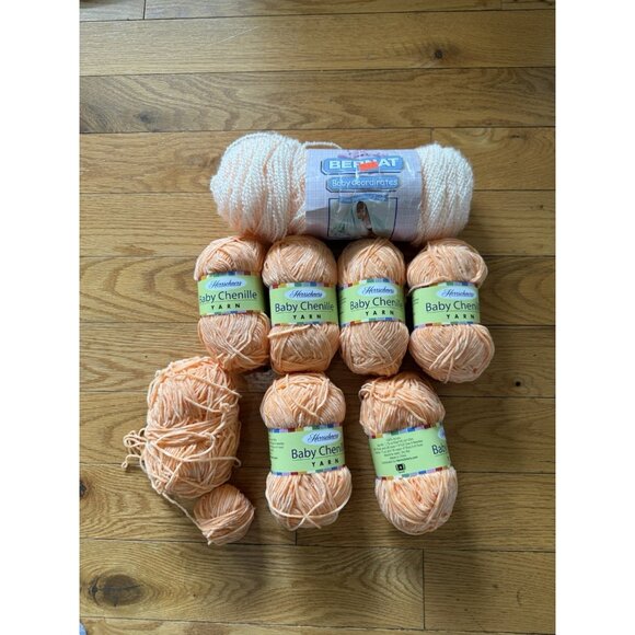 Herrschners Other - Herrschners Baby Chenille Yarn Orange Lot Of 6 +  Bernat Peach